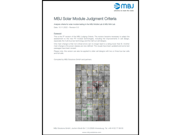 MBJ Solar Module Judgment Criteria